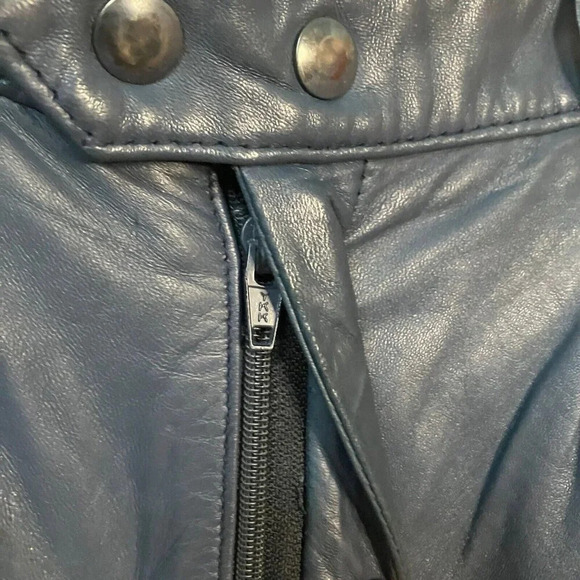 Vintage Creation Jez Montreal Navy Blue Leather Pants Straight Leg Lined - Picture 8 of 10